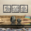 تابلوهات حائط إسلامية (سبحان الله، الحمد لله، الله أكبر) - خط عربي زخرفي باللون الفضي