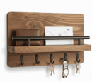 منظم مدخل خشبي بحاجز معدني علاقة مفاتيح ومحفظة ونظارة
