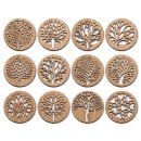 طقم 12 كوستر خشبي بتصميم أوراق شجر طبيعية - حامل أكواب للسفرة