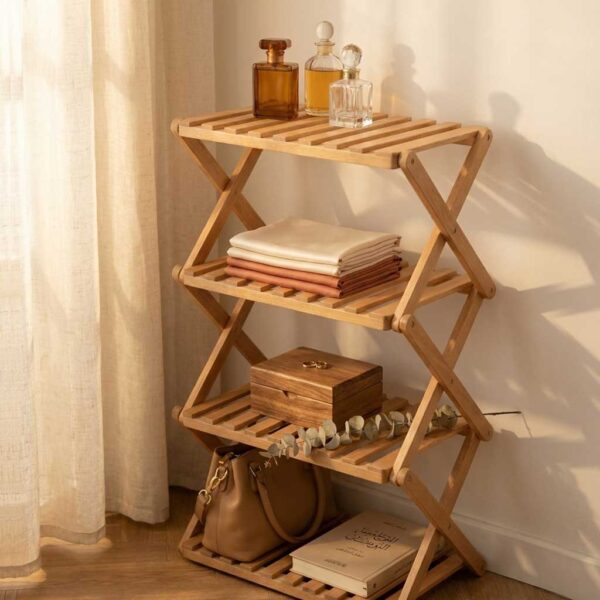 رف عوارض خشب زان طبيعي قابل للطي Vanity Station